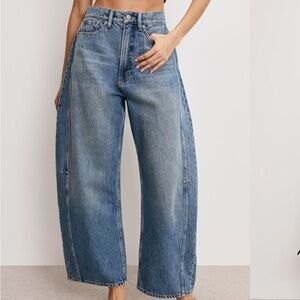 Good American GOOD EXTREME BARREL JEANS Indigo High Rise Relaxed Sz 8 NEW